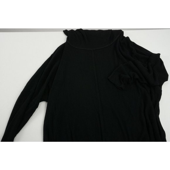 Status by Chenault Women's Small Oversized Black Front Seam Cowl Poncho Sweater - Picture 5 of 9